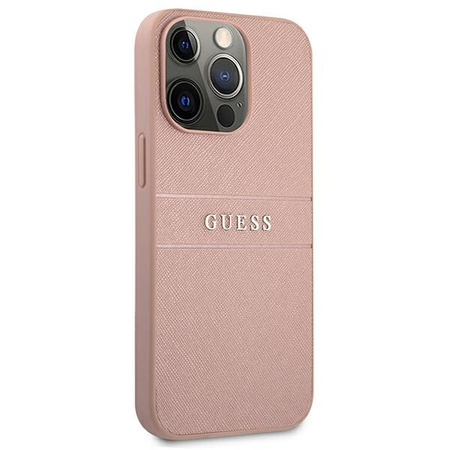 Oryginalne Etui IPHONE 13 PRO MAX 6,7" Guess Hardcase Saffiano Stripe GUHCP13XPSASBPI różowe