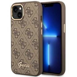 Oryginalne Etui IPHONE 14 Guess Hard Case 4G Vintage Gold Logo (GUHCP14SHG4SHW) brązowe