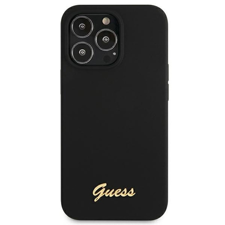 Guess GUHMP13XLSLMGBK iPhone 13 Pro Max 6,7" black/czarny hardcase Silicone Script Gold Logo