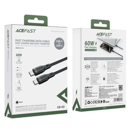 Acefast C8-03 USB-C / USB-C 60W 3A Kabel - schwarz