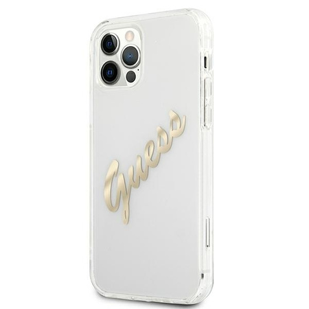 Guess GUHCP12LKTRSVGO iPhone 12 Pro Max 6,7" Transparent hardcase Vintage Script Gold