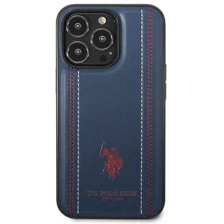 US Polo USHCP14LPFAV iPhone 14 Pro 6,1" granatowy/navy blue Leather Stitch