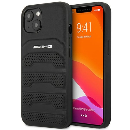 AMG AMHCP14MGSEBK iPhone 14 Plus 6,7" czarny/black hardcase Leather Debossed Lines