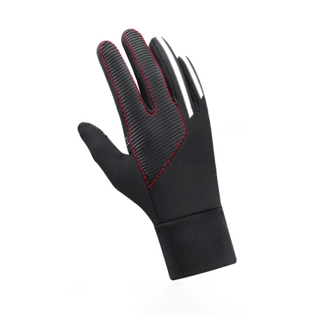 Insulated, non-slip sports phone gloves (size M) - black