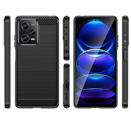 Carbon Case etui Xiaomi Poco X5 Pro 5G / Redmi Note 12 Pro elastyczny silikonowy karbonowy pokrowiec czarne