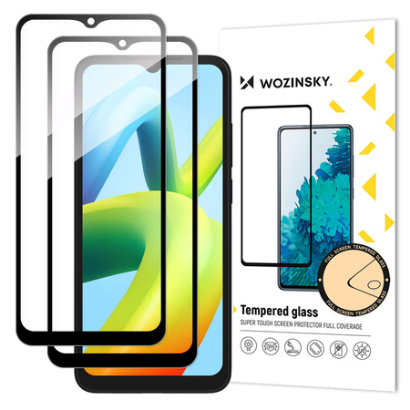 Wozinsky Full Glue Tempered Glass 2x Tempered Glass für Xiaomi Redmi A2 / Redmi A1 9H Full Screen Full Cover mit schwarzem Rahmen