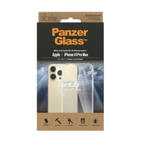 Etui IPHONE 14 PRO MAX PanzerGlass HardCase Antibacterial Military (0404) Grade Clear transparentne