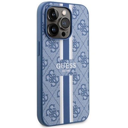 Guess GUHMP14LP4RPSB iPhone 14 Pro 6,1" blau/blaues Hardcase 4G bedruckte Streifen MagSafe