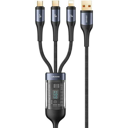 Kabel 3w1 66W 1.2m USB - USB-C + micro USB + Lightning Digital Display PD Fast Charge SJ582USB01 (US-SJ582)