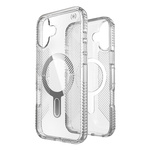 Speck Presidio Perfect-Clear Grip ClickLock & MagSafe - Etui iPhone 16 Plus (Clear / Chrome Finish / Serene Silver)