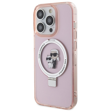 Karl Lagerfeld KLHMP15LHMRSKCP iPhone 15 Pro 6.1&quot; pink/pink hardcase Ring Stand Karl&amp;Choupette MagSafe