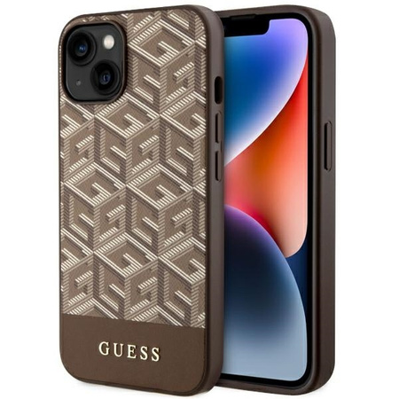 Guess GUHMP14SHGCFSEW iPhone 14 6.1&quot; Braun/Braun Hardcase GCube Stripes MagSafe