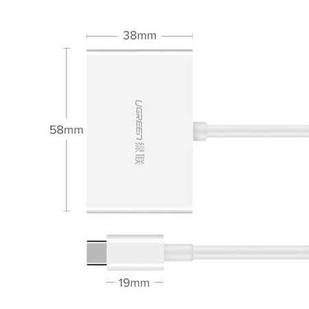 Ugreen przejściówka adapter konwerter wideo USB Typ C - HDMI / VGA biały (MM123)