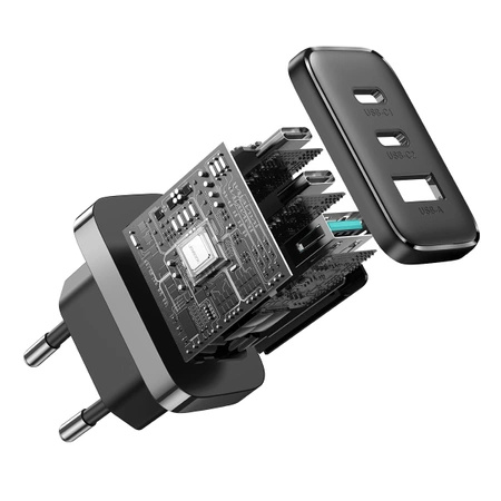 Joyroom JR-TCF10 fast charger 2x USB-C USB-A 32W - black