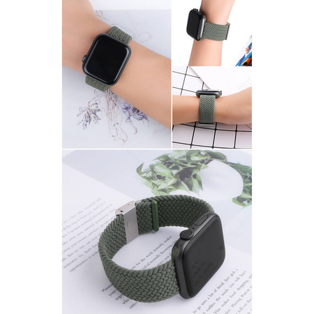 Strap Fabric replacement band strap for Watch 6 / 5 / 4 / 3 / 2 (44mm / 42mm) braided cloth bracelet green