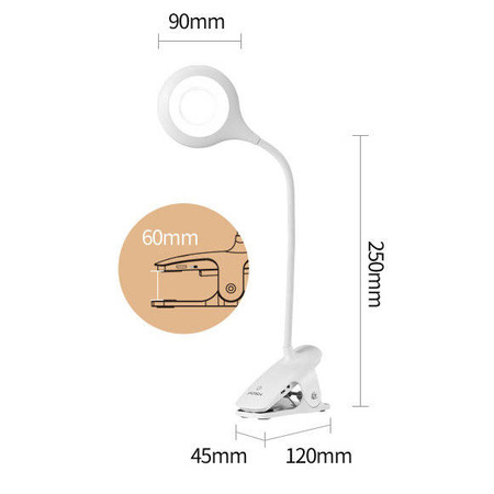 LED reading lamp with clip + black micro USB cable