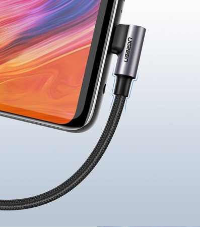 Ugreen kątowy kabel przewód USB - USB Typ C 2m 3A szary (50942)