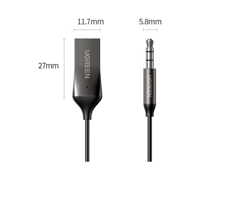 Ugreen Bluetooth 5.3 Audioempfänger USB-Kabel Audioadapter AUX-Buchse schwarz (70601 CM309)