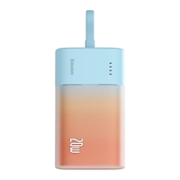 Baseus Popsicle 5200mAh 20W Powerbank with Built-in Lightning Cable (+ White Baseus Simple USB-C - USB-C 60W/20V/3A/30cm Cable) - Blue-Orange