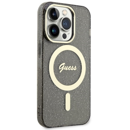 Guess GUHMP14XHCMCGK iPhone 14 Pro Max 6.7" czarny/black hardcase Glitter Gold MagSafe