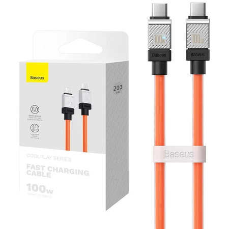 Baseus kabel CoolPlay USB-C - USB-C 2m 100W pomarańczowy