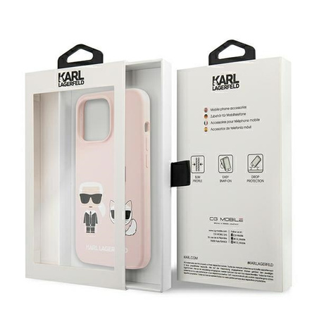 Karl Lagerfeld KLHMP13XSSKCI iPhone 13 Pro Max 6,7 &quot;hardcase light pink / light pink Silicone Ikonik Karl &amp; Choupette Magsafe