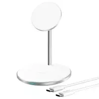 Choetech Qi 15W Wireless Charger for iPhone and AirPods Magnetic Holder Compatible with MagSafe silver (T581-F)