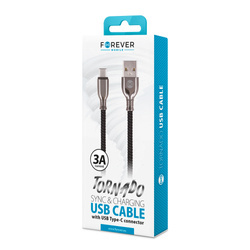 Forever kabel Tornado USB - USB-C 1,0 m 3A czarny