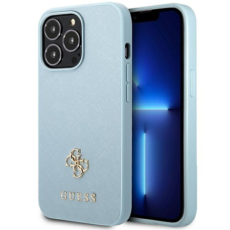 Original Handyhülle IPHONE 13 PRO MAX Guess Hardcase Saffiano 4G Small Metal Logo (GUHCP13XPS4MB) blau