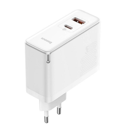 Baseus GaN5 Pro Fast Universal GaN USB Ladegerät Typ C / USB 100W PD3.0, QC4.0+, AFC weiß (CCGP090202)