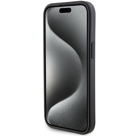 Karl Lagerfeld Gripstand Saffiano Karl&amp;Choupette Pins case for iPhone 15 Plus / 14 Plus - black