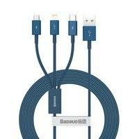 Baseus Superior 3w1 kabel USB - Lightning / USB Typ C / micro USB 3,5 A 1,5 m niebieski (CAMLTYS-03)