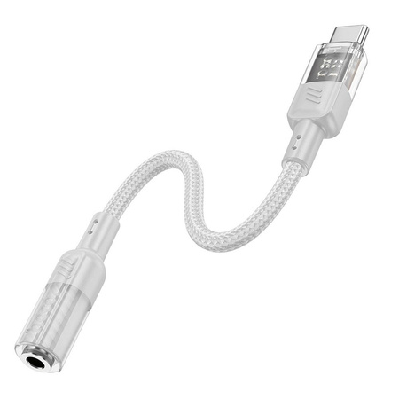 HOCO adapter transparentny Typ C do 3,5mm Spirit LS37 szary