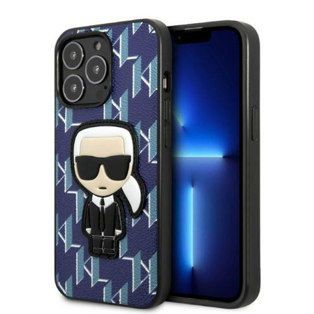 Original Case IPHONE 13 PRO MAX Karl Lagerfeld Hardcase Monogram Ikonik Patch blue