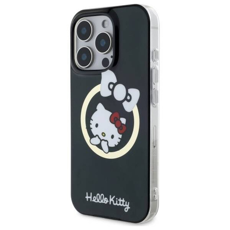 Original Case IPHONE 16 PRO MAX Hello Kitty Hardcase IML Fun Bow MagSafe (HKHMP16XHFLBK) black