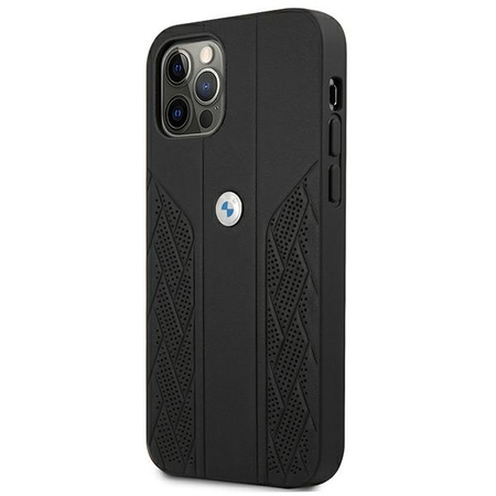 Etui BMW BMHCP12LRSPPK iPhone 12 Pro Max 6,7" czarny/black hardcase Leather Curve Perforate