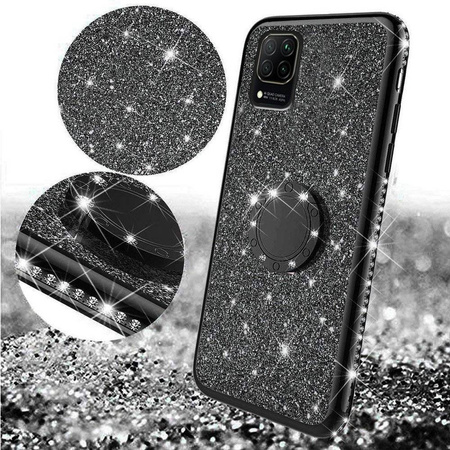 Etui HUAWEI Y5P Diamond Ring Brokat czarny