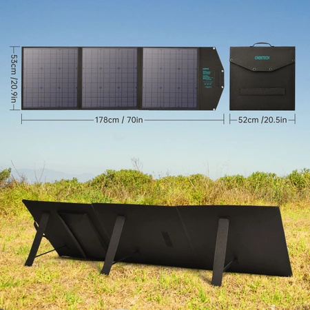 Choetech solar charger USB foldable 120W DC, USB C, 2 x USB black (SC008)