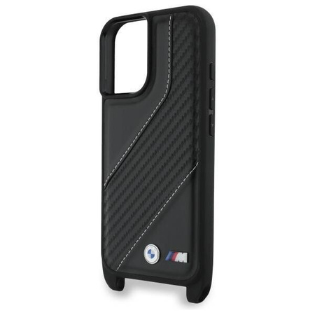 Original Handyhülle IPHONE 16 BMW Hardcase M Edition Carbon Stripe & Strap (BMHCP16S23PSCCK) schwarz