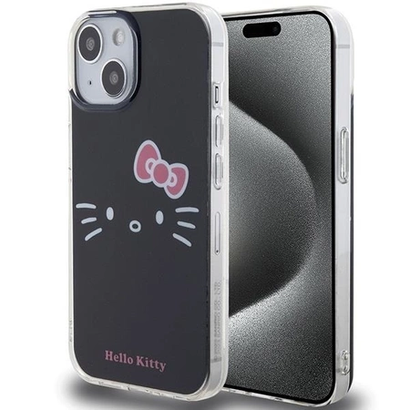 Hello Kitty IML Kitty Face Hülle für iPhone 15 – Schwarz