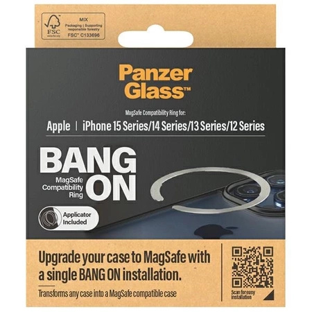 MagSafe PanzerGlass Bang ON Ring für iPhone 12 / 13 / 14 / 15 – Silber