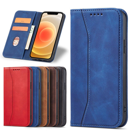 Magnet Fancy Case etui do iPhone 12 Pro pokrowiec portfel na karty kartę podstawka niebieski