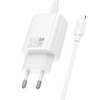 HOCO ładowarka sieciowa USB A + Typ C + kabel Typ C do Lightning PD QC3.0 3A 20W N61 biała