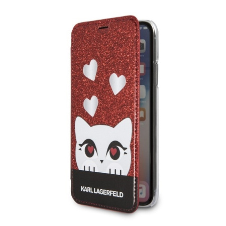 Original Handyhülle IPHONE X / XS Karl Lagerfeld Book Valentine rot