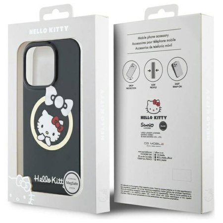 Original Case IPHONE 16 PRO MAX Hello Kitty Hardcase IML Fun Bow MagSafe (HKHMP16XHFLBK) black