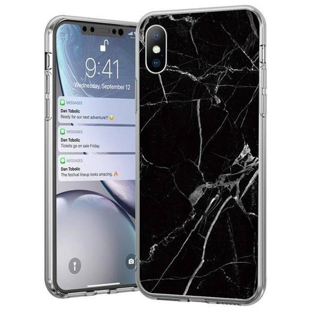 Wozinsky Marble żelowe etui pokrowiec marmur Xiaomi Mi Note 10 Lite czarny