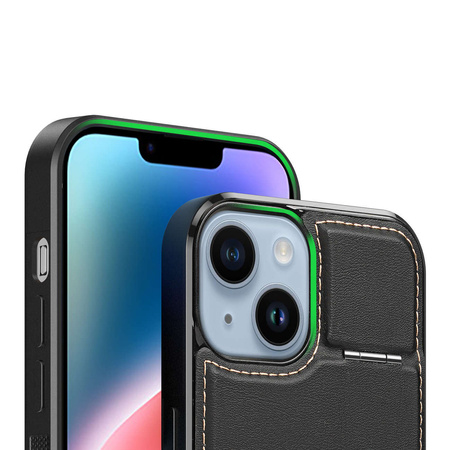 3in1 Wallet Case mit Ständer für iPhone 15 Plus MagSafe RFID Blocker Dux Ducis Rafi Mag – Schwarz