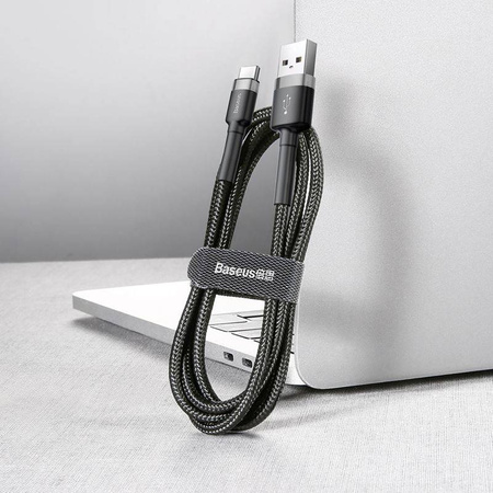 Baseus Cafule Cable - Kabel do ładowania i transmisji danych USB do USB-C 3 A, 1 m (szary/czarny)