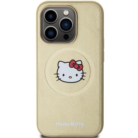 Hello Kitty Kitty Head MagSafe-Hülle aus Leder für iPhone 14 Pro Max – Gold