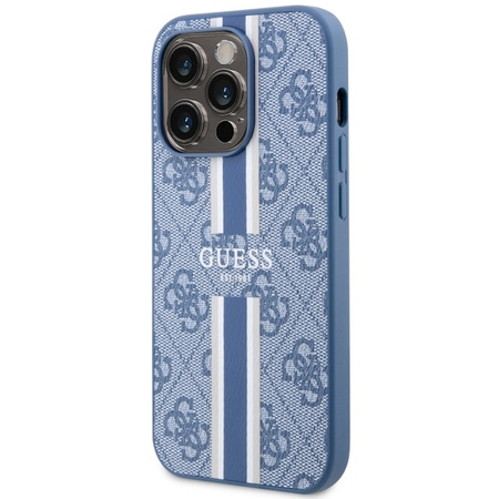 Guess GUHMP14LP4RPSB iPhone 14 Pro 6,1" blau/blaues Hardcase 4G bedruckte Streifen MagSafe